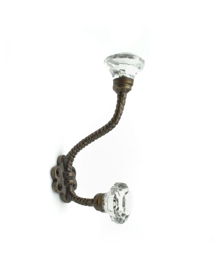 Crystal Glass Knobs Antique Rope Iron Coat and Wall Hook