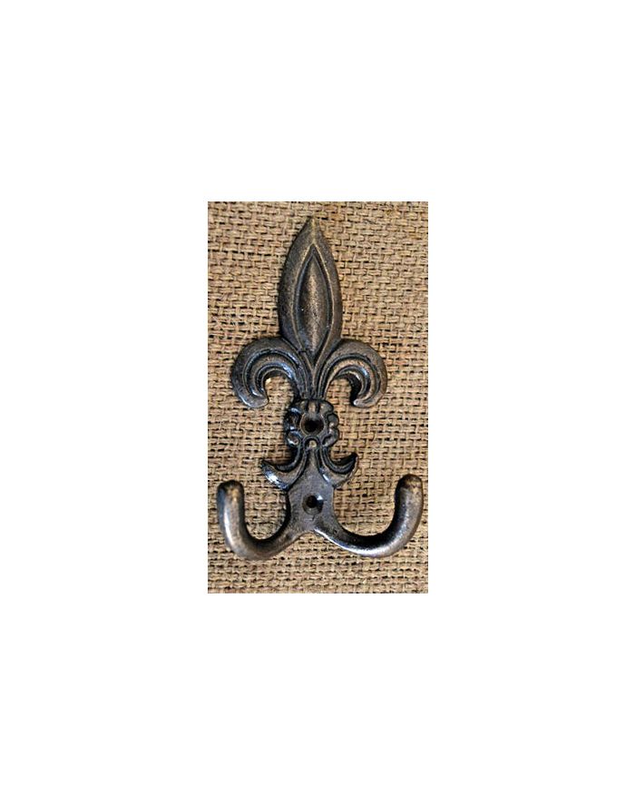 Fleur De Lis Double Cast Iron Coat Hook