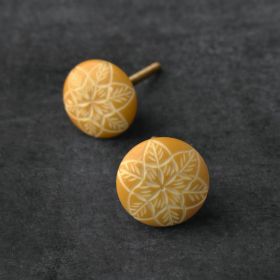 Yellow Etched Floral Knob