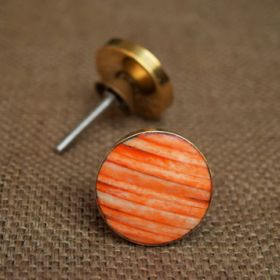 Striped Orange Brass Bone Inlay Furniture Cabinet Knob Drawer Pull