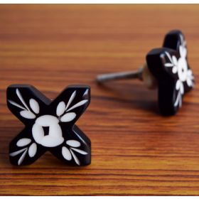 Black Flower Polygon Cabinet Dresser Knob