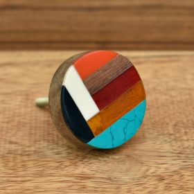 Multicoloured Resin Wood Geo Cabinet Knob Handle for Furniture 