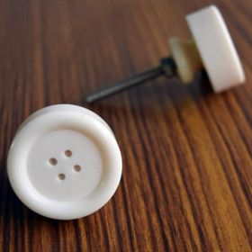 Funky White Button Cabinet Drawer Knob