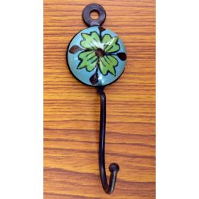 Blue Green Iris Ceramic Wall Hook Keys Hanger