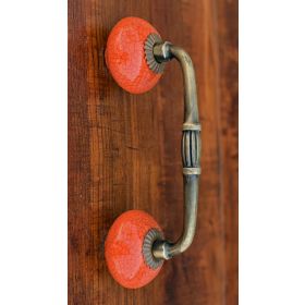 Orange Crackled Ceramic Knob Antique Cabinet Door Handle Drawer Pull