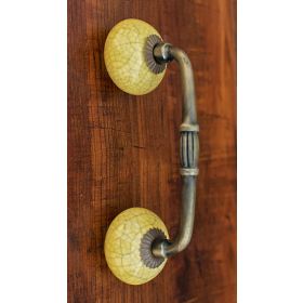 Yellow Crackled Ceramic Antique Wardrobe Cabinet Handle Drawer Pull