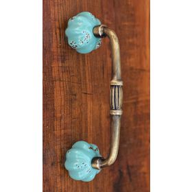 Small Turquoise Ceramic Knob Antique Cabinet Door Handle Cupboard Drawer Handle