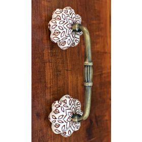 Brown Magnolia Ceramic Knob Antique Cabinet Door Handle