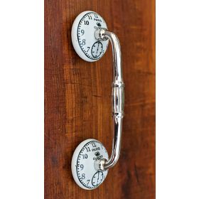 Paris Clock Ceramic Silver Cabinet Drawer Handle and Pull