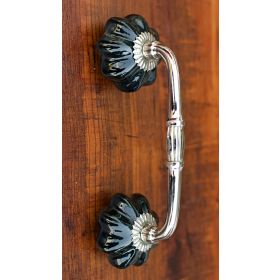 Black Melon Ceramic Knob Silver Wardrobe Door Handle Handle Cabinet Handle