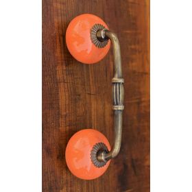 Orange Ceramic Knob Antique Cabinet Cupboard Handle Drawer Pull