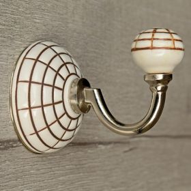 Etched White Hatch Ceramic Coat and Wall Hook