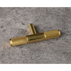 Knurled Brass Gold T-Bar Pull Knob