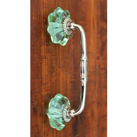 Mint Green Glass Knob Silver Dresser Door Bridge Door Handle