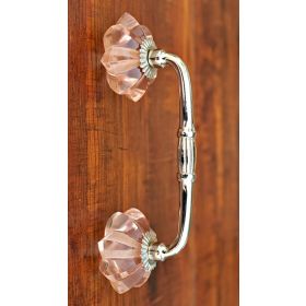 Pink Glass Knob Silver Dresser Door Bridge Door Handle