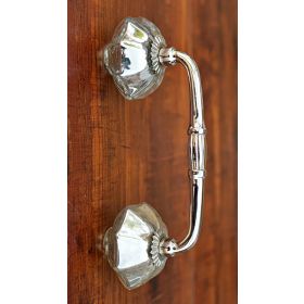 Silver Melon Glass Knob Silver Dresser Door Bridge Door Handle