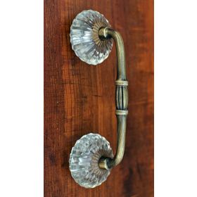 Clear Wedged Glass Knob Antique Dresser Door Handle