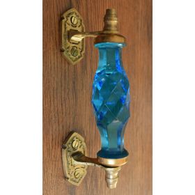 Blue Glass Brass Cabinet Drawer Handle