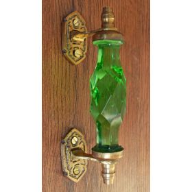 Green Glass Brass Dresser Door Handle