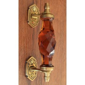 Amber Glass Brass Dresser Door Handle