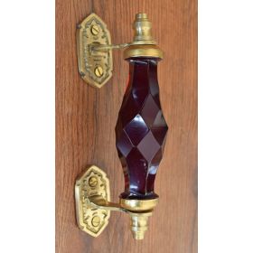 Maroon Glass Brass Dresser Door Handle