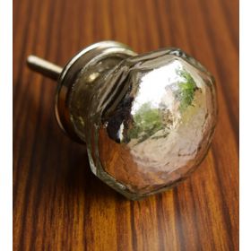 Silver Octagon Glass Cabinet Drawer Knob
