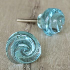 Light Blue Swirl Glass Knob