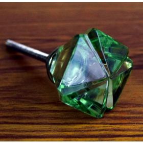 Green Pyramid Cut Glass Knob