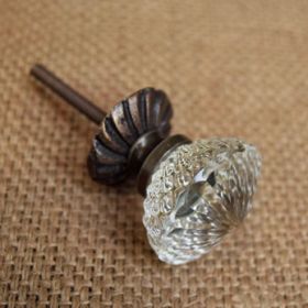 Clear Marigold Glass Cupboard Drawer Knob with Backplate