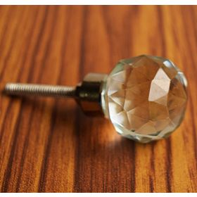 Fine Round Diamond Cut Glass Knob