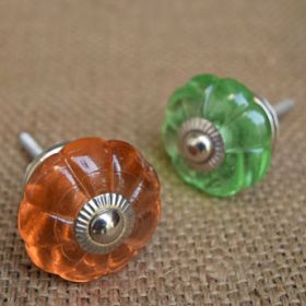 Amber Pinwheel Glass Knob