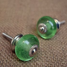 Round Green Glass Knob