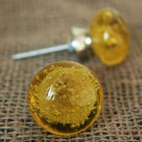 Yellow Bubble Glass Knob