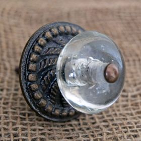 Round Hazy Glass Knob With Backplate
