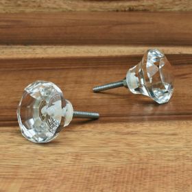 Clear Diamond Glass Cabinet Dresser Knob Crystal Cupboard Drawer Knob