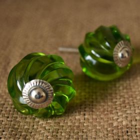 Green Swirl Glass Knob
