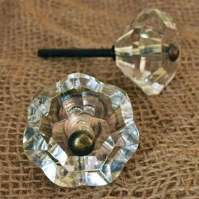Clear Diamond Glass Cabinet Drawer Knob Pull