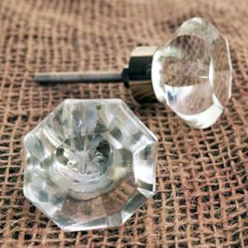 Clear Hexagon Squash Glass Knob