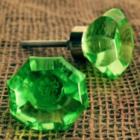 Green Hexagon Squash Glass Knob
