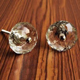 Round Diamond Cut Glass Dresser Wardrobe Knob
