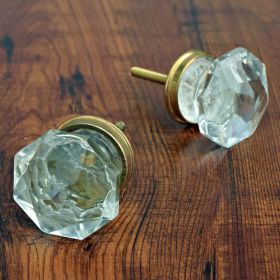 Diamond Cut Glass Knob