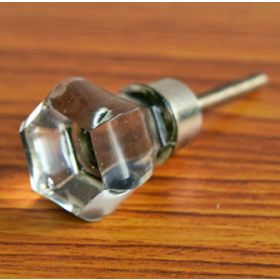 Clear Hexagon Cut Glass Knob