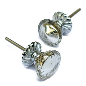 Silver Marigold Glass Knob with Backplate