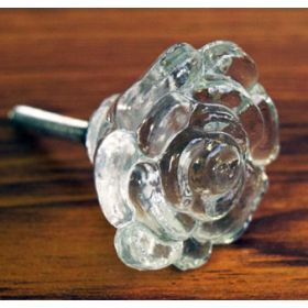 Clear Rose Glass Kitchen Cabinet Knob Pull