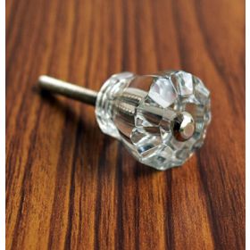 Faceted Clear Glass Knob For Drawers