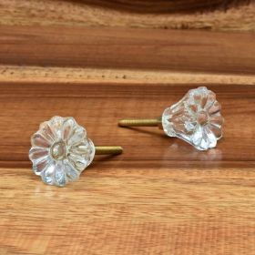 Clear Sunflower Glass Cupboard Drawer Knob Pull