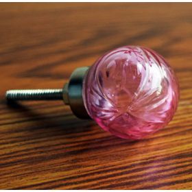 Pink Crafted Orb Glass Drawer Knob