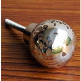 Rustic Silver Round Glass Drawer Knob