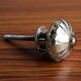Silver Pointed Dome Glass Knob for Drawers