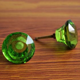 Green Diamond Cut Glass Knob